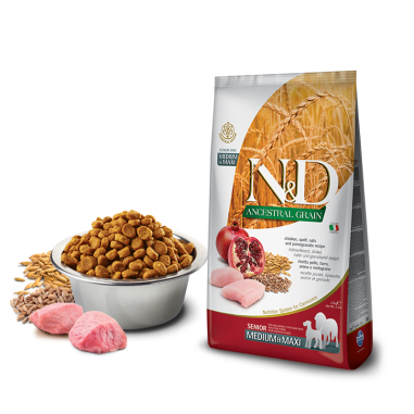 Farmina N&D dog AG senior medium & maxi, chicken, spelt, oats & pomegranate 12 kg